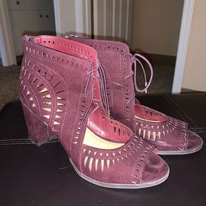 Laced Burgundy Velvet Heels